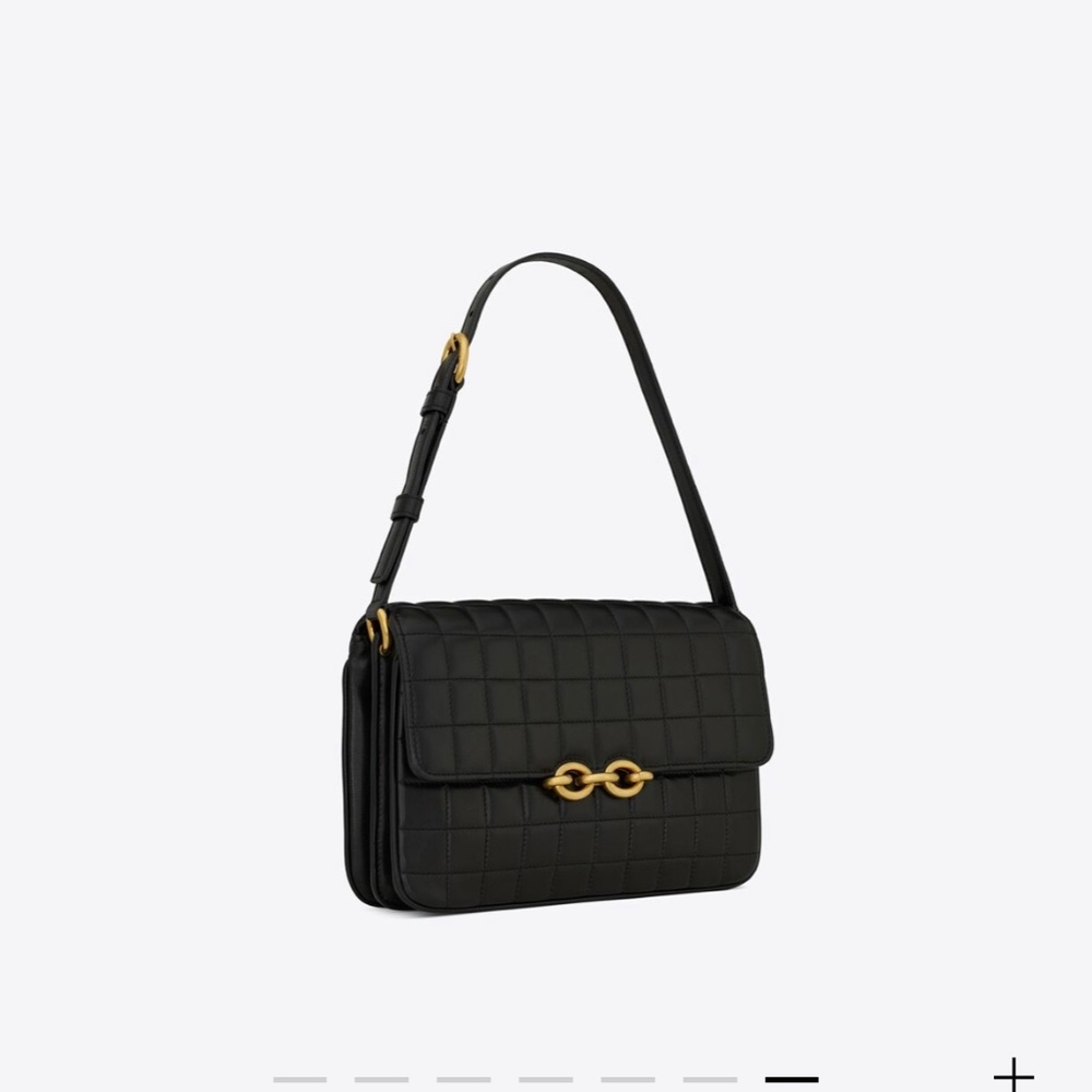 YSL - LE MAILLON, SHOULDER BAG MADE OF CANVAS AND VEGETABLE-THIN-THIN LEATHER